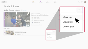 Student account in Xello on the Goals & Plans page. There are two plans. The cursor has clicked the three-dot menu on one and is selecting Move up.